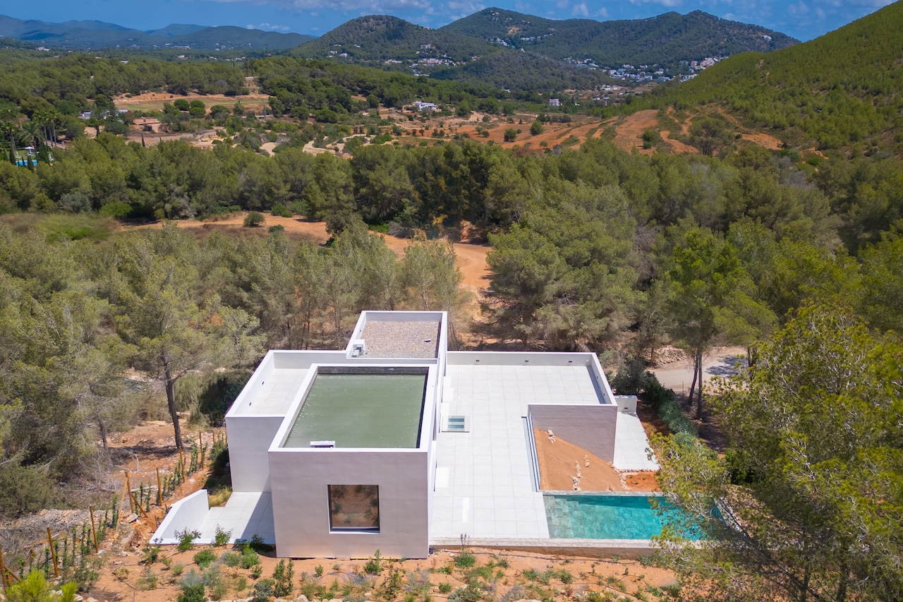 Resa Estates Ibiza for sale newbuilt villa Roca Llisa luxury elevator air photo.jpg